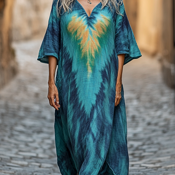 Vintage Hippie Loose Linen Dress 4d8d