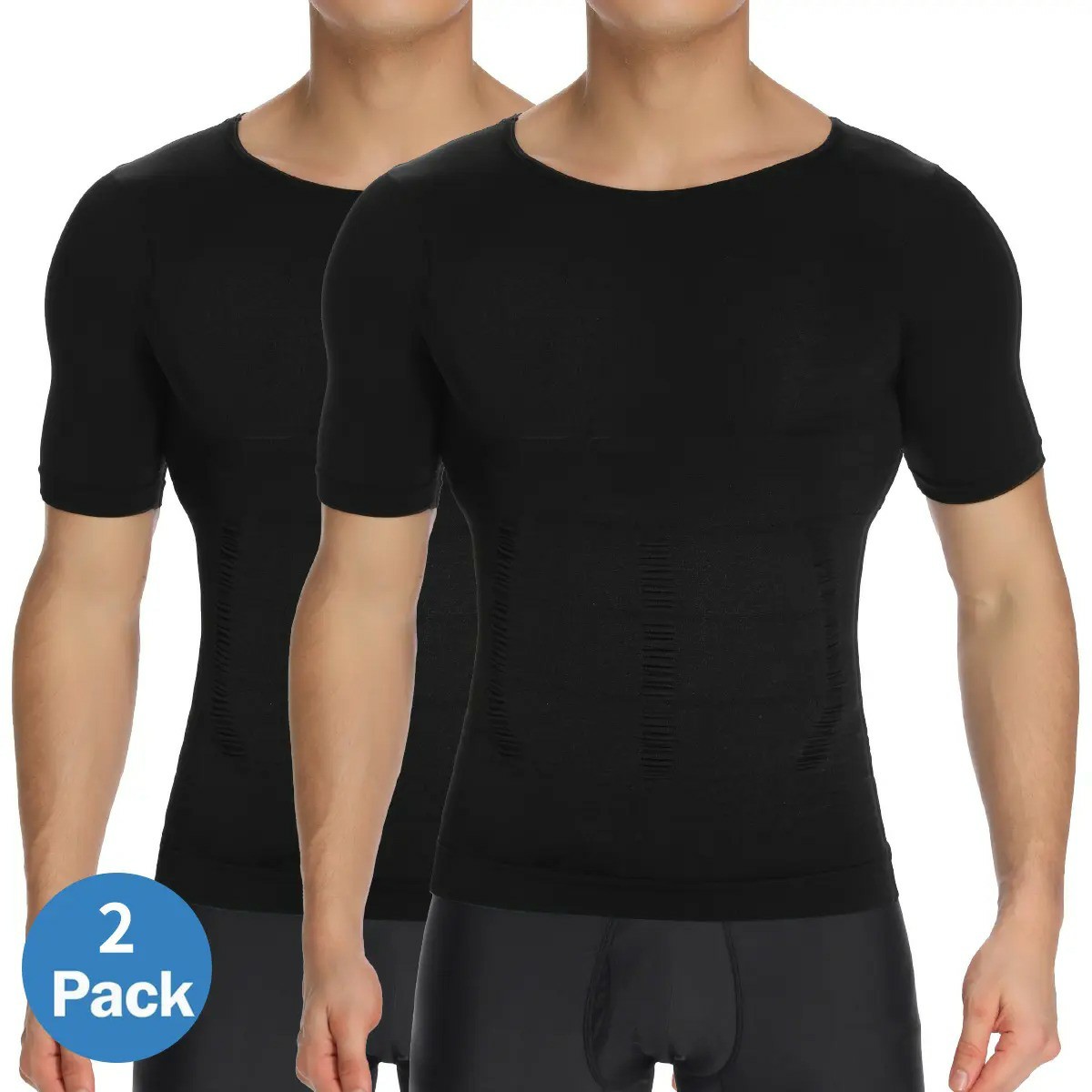 Menswear Compression Body Shaper Shapewear Stretch Short Sleeve Shirt