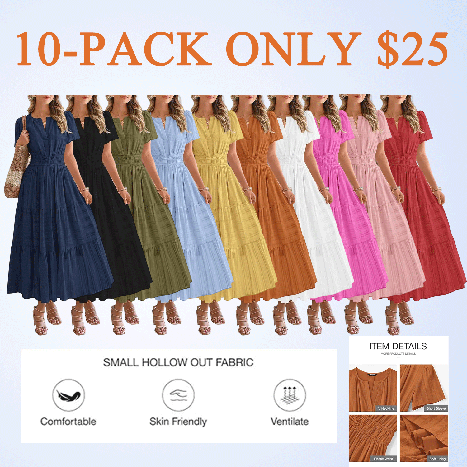 🔥Easter Sale!Women’s Lightweight Boho Maxi Dress with Pockets