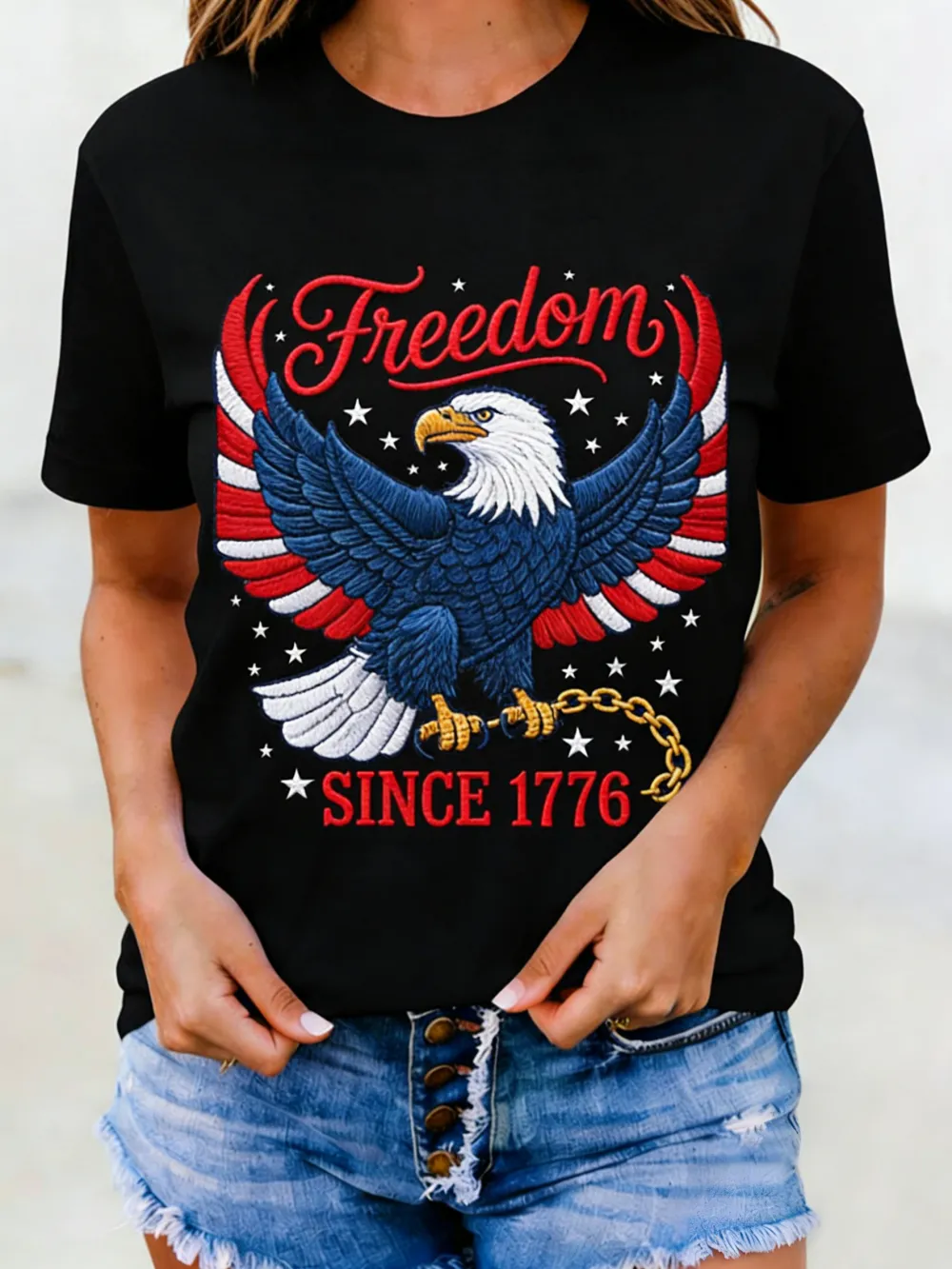 Freedom Since 1776 Embroidered Eagle T-Shirt