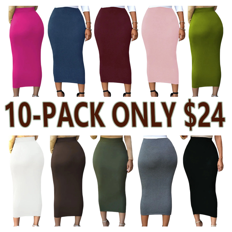Women’s High Waisted Tummy Control Bodycon Maxi Skirt