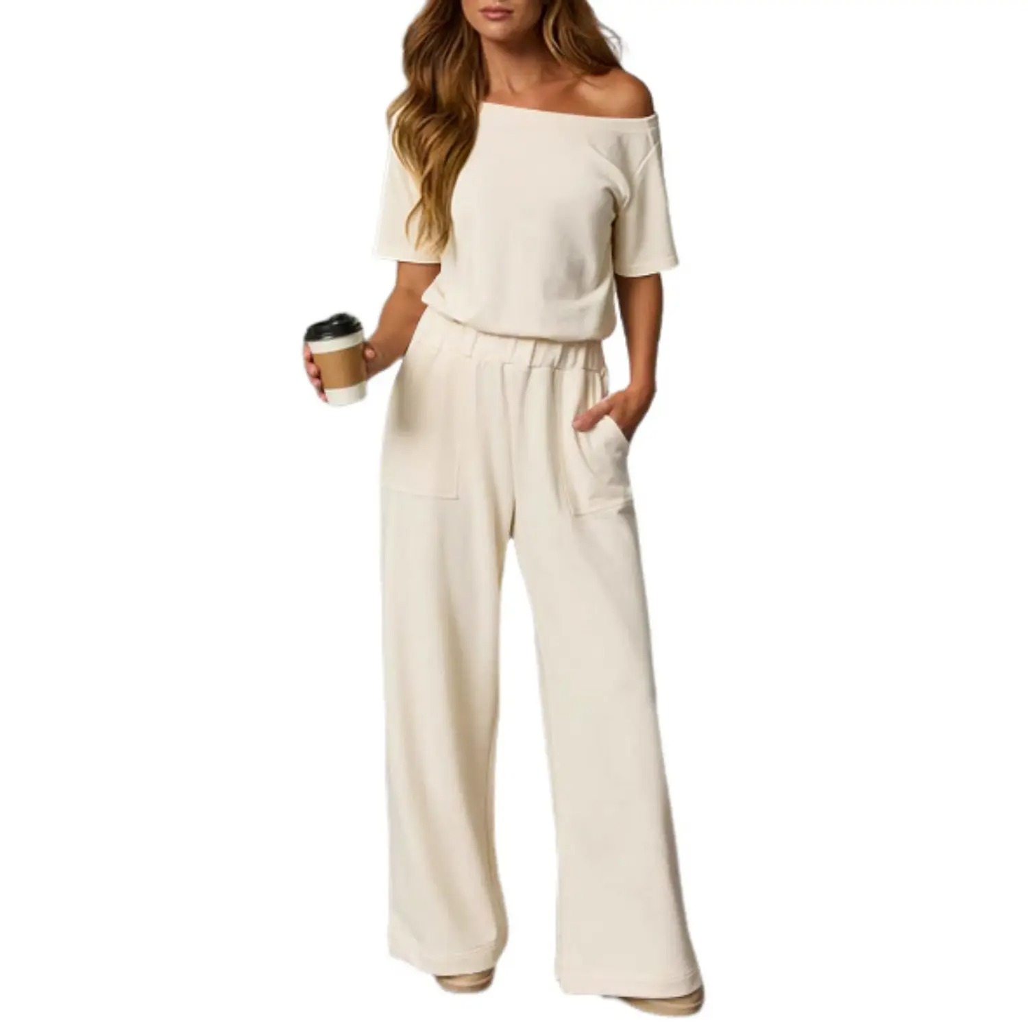 🧼🧼Women's Off-Shoulder Wide Leg Jumpsuit with Back Cutout