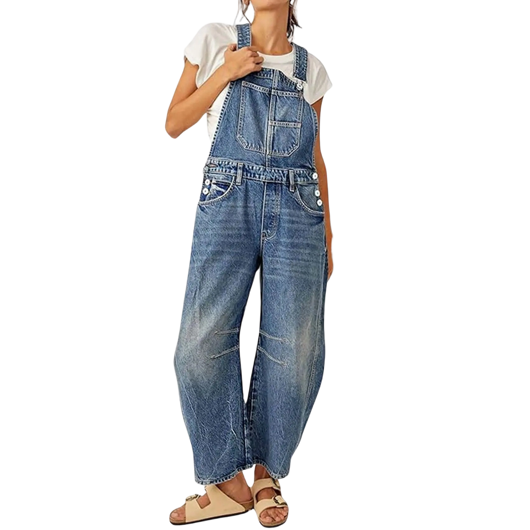 Women's Y2K Wide-Leg Denim Overalls