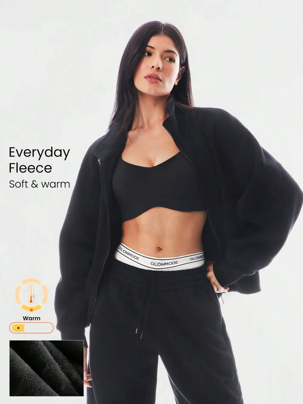 Everyday Fleece WarmthSoft Warm Lightweight Front Back Seam Detailing Pockets Batwing Sleeve High Neckline Full-Zip Jacket