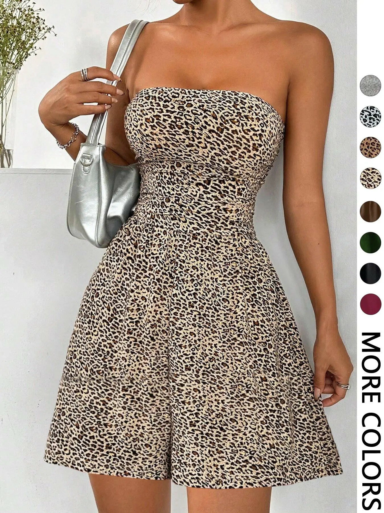 Women's Solid Color Fitted Romper, Casual Chic Fashion Romper for Summer, Women's Clothes for Daily Wear