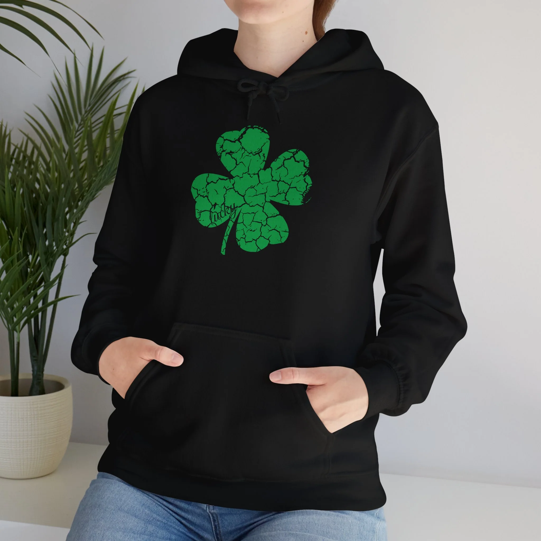 Lucky Distressed Clover Unisex Heavy Blend? Hooded Sweatshirt