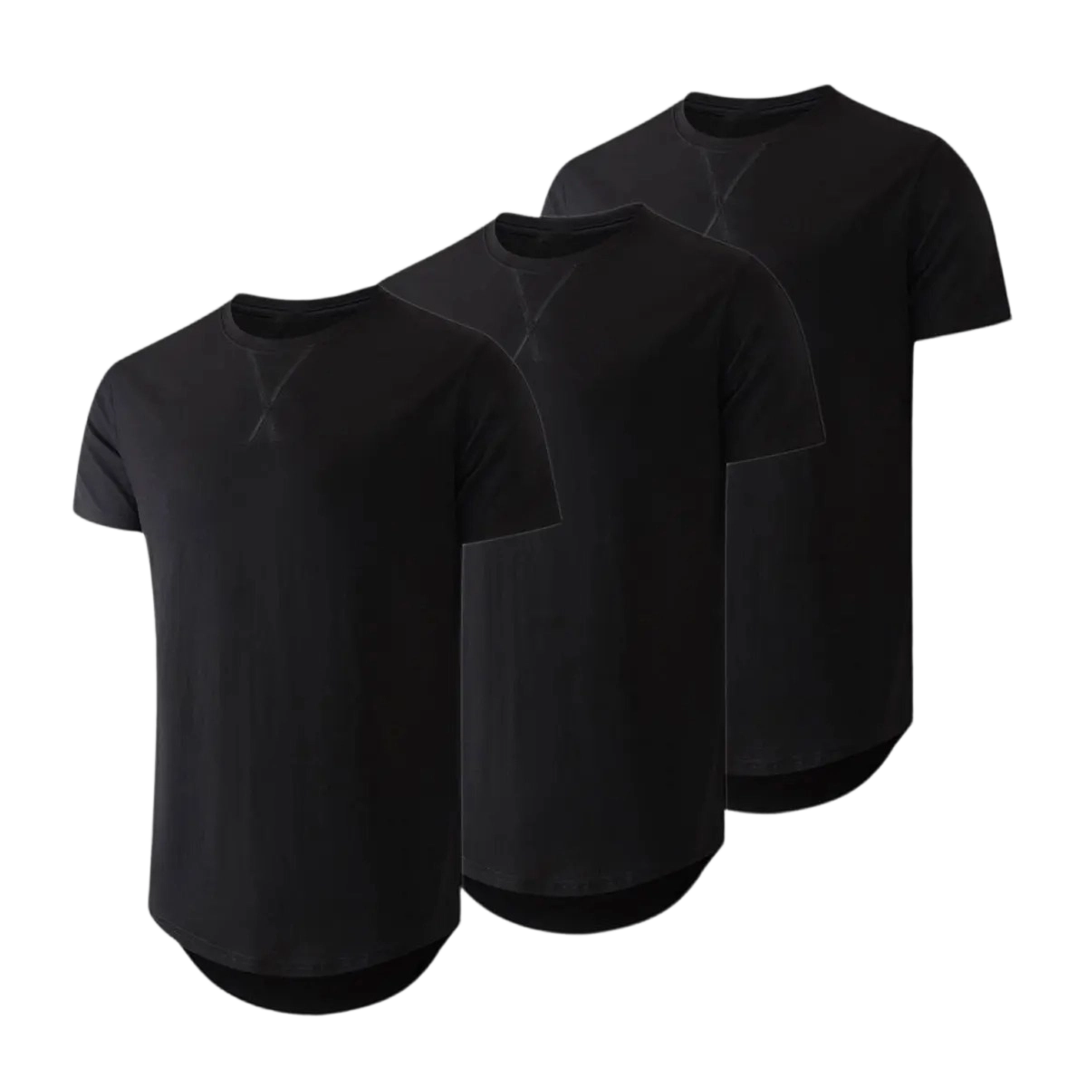 Mens 3 Pack Cotton Hipster Hip Hop Longline Crewneck T-Shirt,Menswear Casual Tshirt Tops