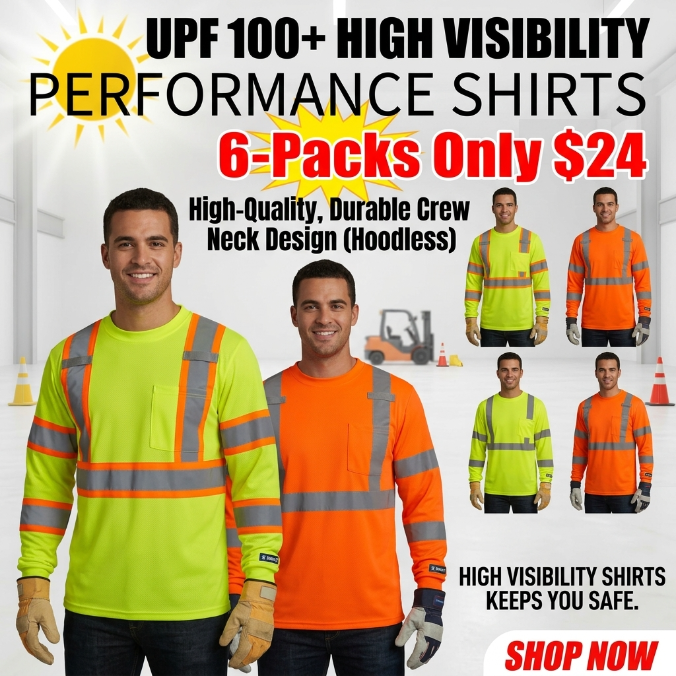 Hi-Vis Long Sleeve Safety Shirt with Reflective Tape (Breathable Mesh, Class 3 Style)