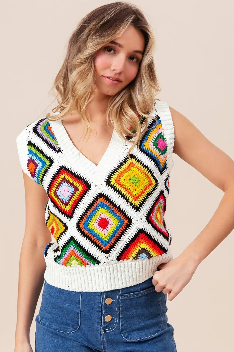 Diamond Granny Square Sweater Vest