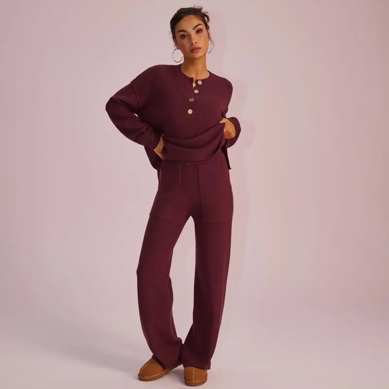 Women's Waffle Knit Loungewear Set