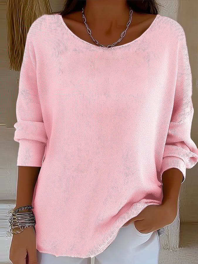 Women's casual autumn and winter long-sleeved ribbed shirt