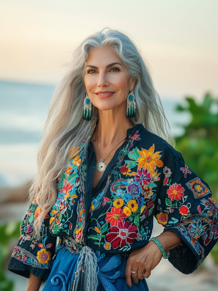 Vacation seaside elegant embroidery top c531