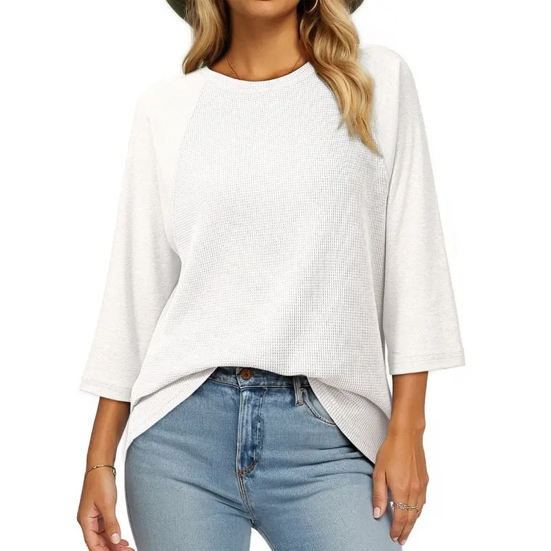 Womens Tops Spring Summer 3/4 Length Sleeve Fashion T Shirts