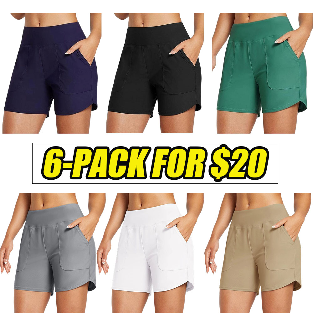 Women's 2-in-1 High-Waisted Yoga Shorts with Pockets