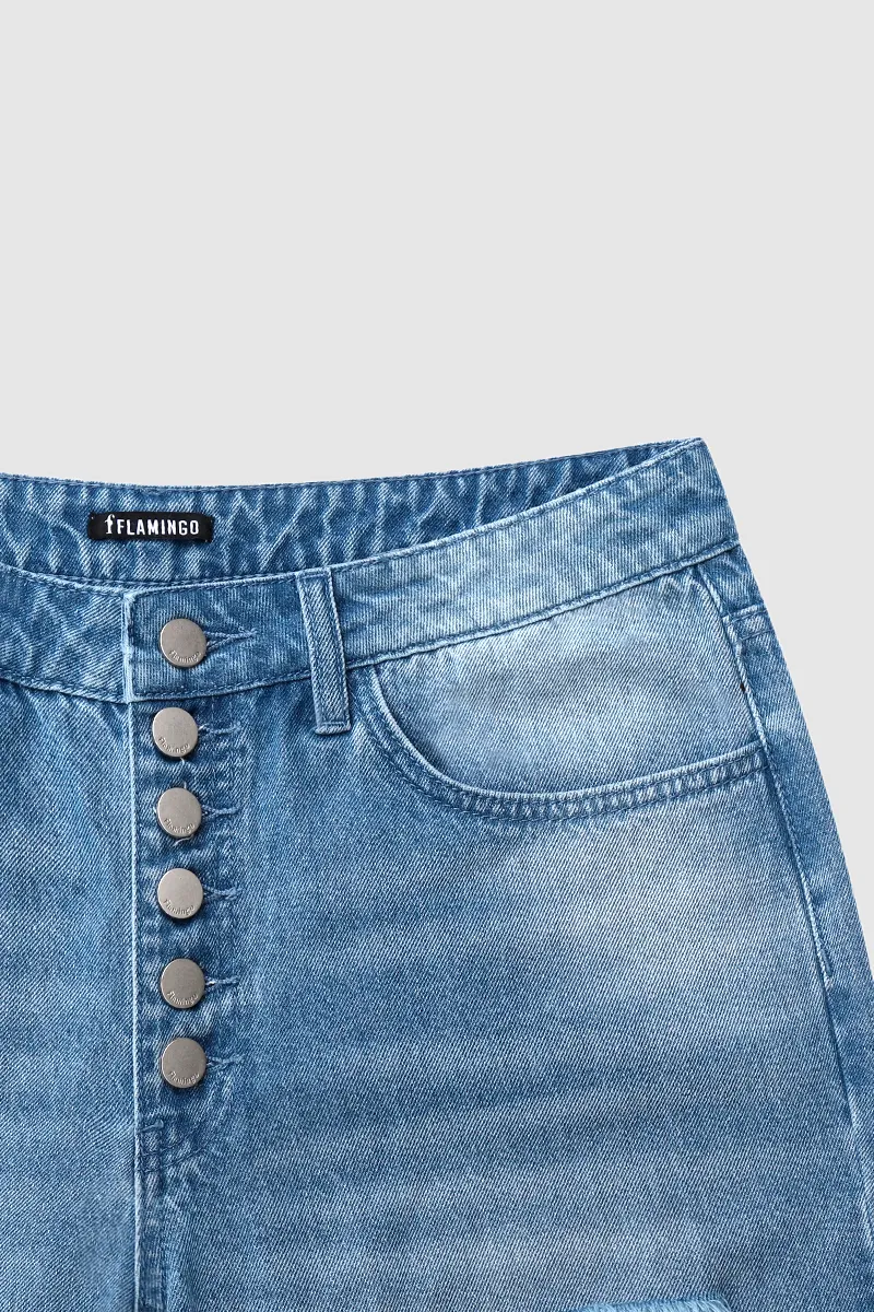 Ripped Button Up Low Waist Jeans