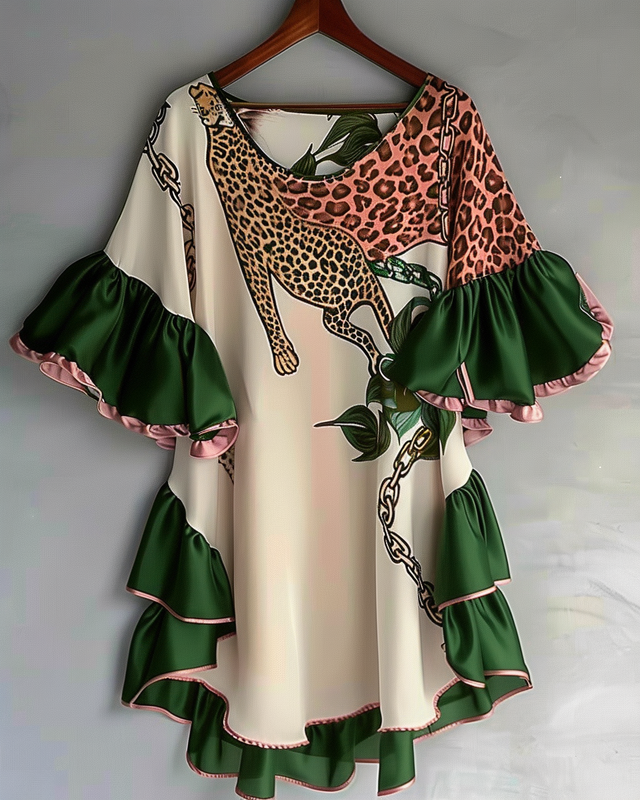 Summer vacation handmade gilded chiffon dress  362b