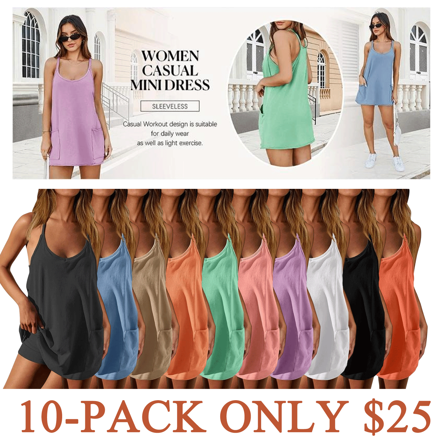 ✨Everyday Active Mini Tennis Dress with Built-In Shorts