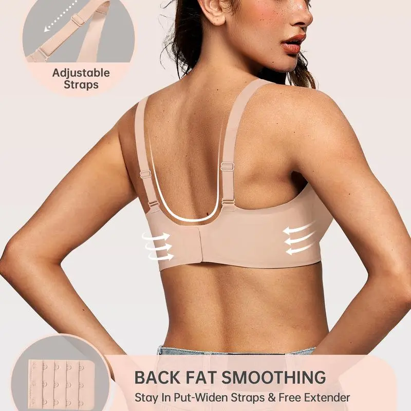 Womens Comfortable Wireless Bras Push Up Bralettes Seamless Tshirts Bras Deep V