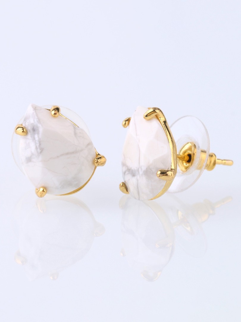 Women's Bohemian Natural Crystal Stone Cut Water Drop Earrings