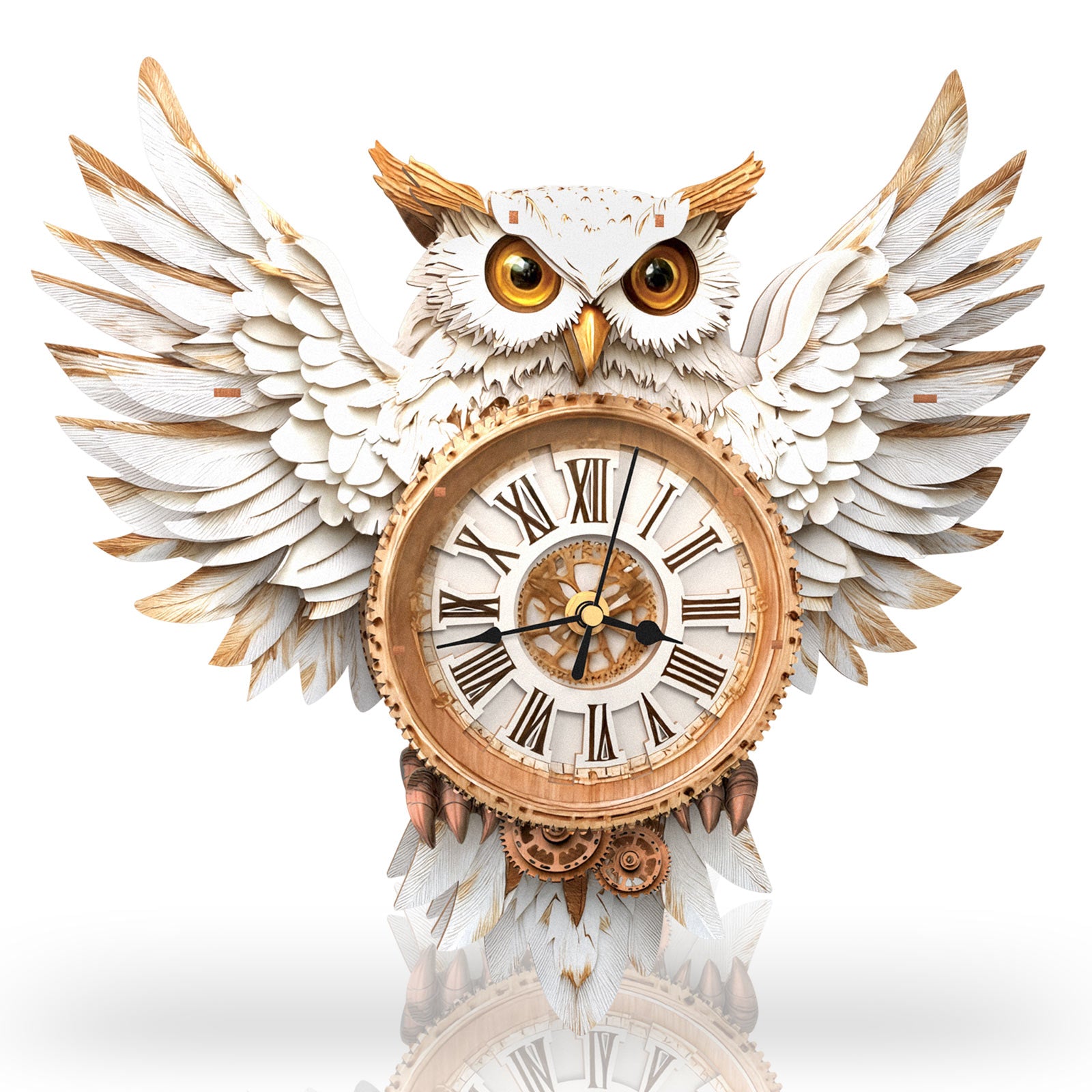 Snowy Owl– DIY Wooden Clock, 3D Puzzle Craft Kit