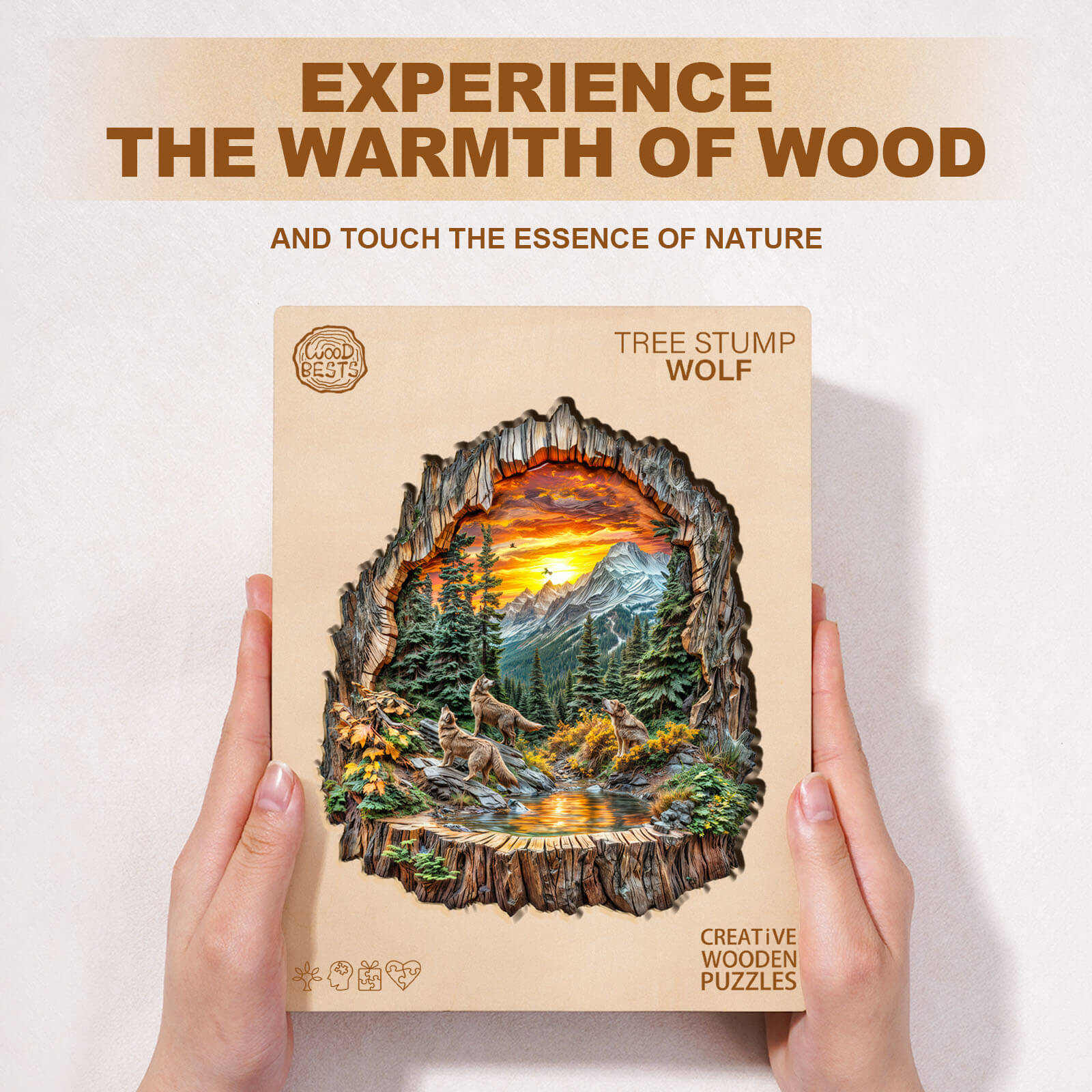 Tree stump Wolf Wooden Jigsaw Puzzle