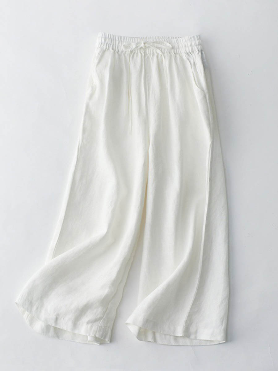 Women's Breathable Elastic Pocket Lazy Casual Cotton And Linen Loose Pants