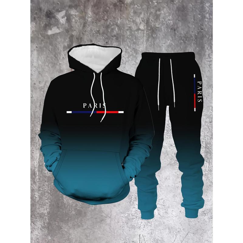 Men’s Black & Red Gradient Hoodie and Pants Set