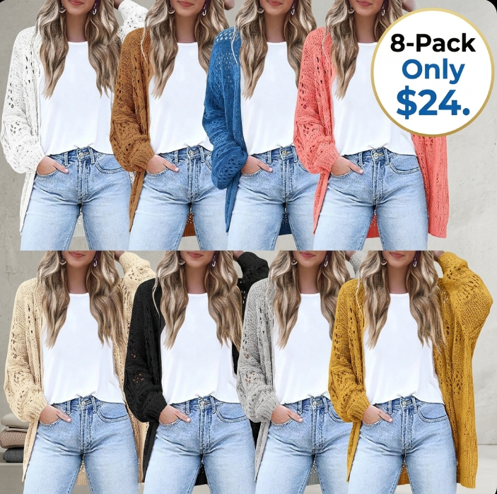 Women's Lightweight Crochet Batwing Cardigan