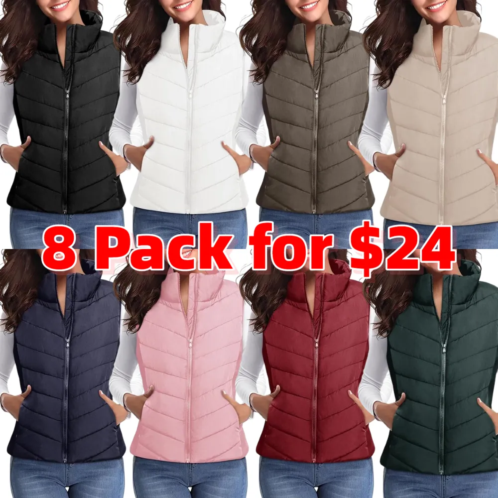 Puffer Vest Women Sleeveless Zip Up Outerwear