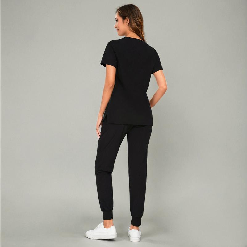 🔥Women’s Stretch V-Neck Scrub Set (Top + Jogger Pants) – 8 Pocket Utility Uniform