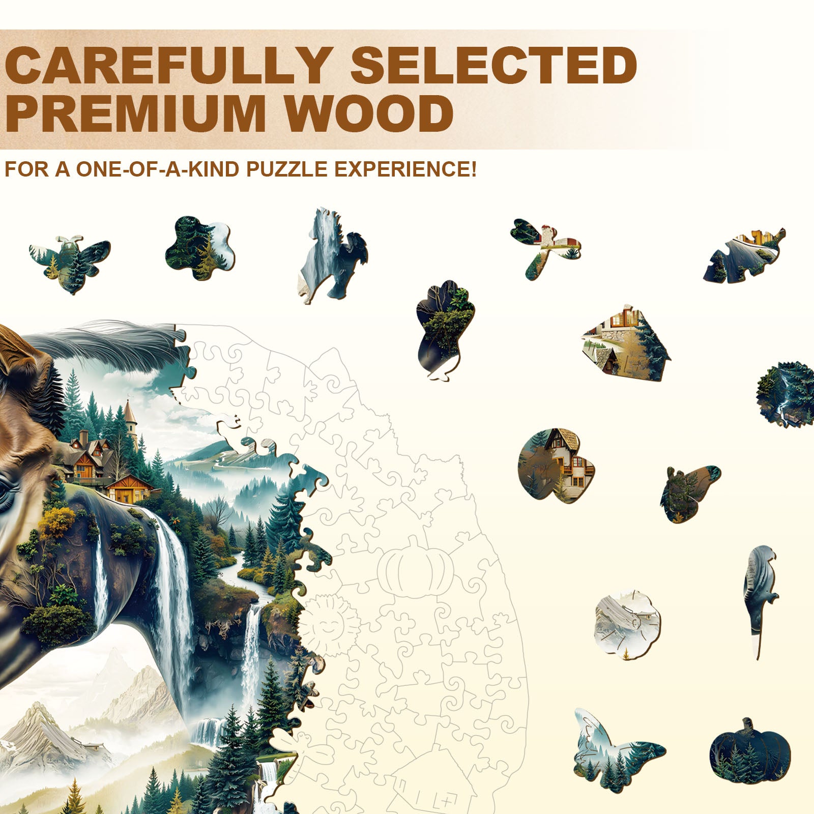 River and Horse Wooden Jigsaw Puzzle