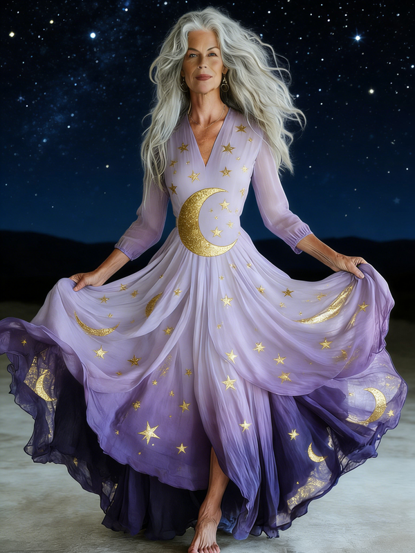 Embroidered Retro Loose Embroidered Printed Contrast Color Dress8428