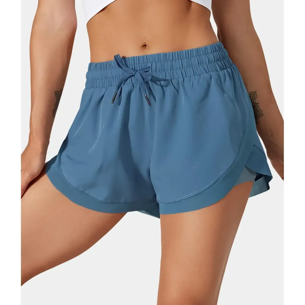 Contrast Flowy Mesh 2-in-1 Shorts