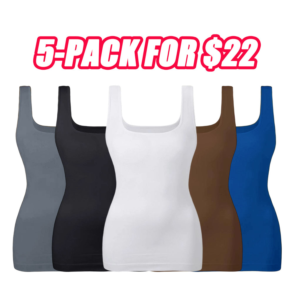 Women's Tummy Control Shapewear Tank Tops - Seamless Square Neck Compression Tops