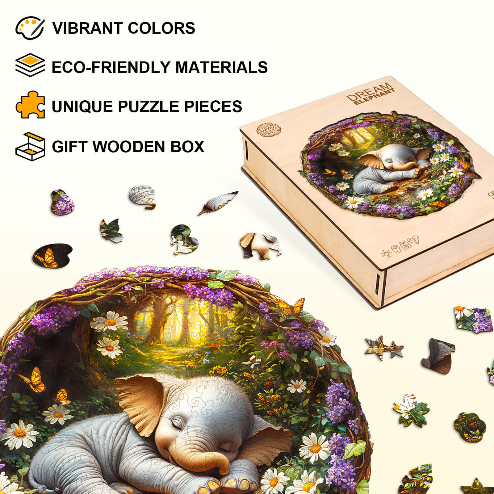 Dream Elephant Wooden Jigsaw Puzzle