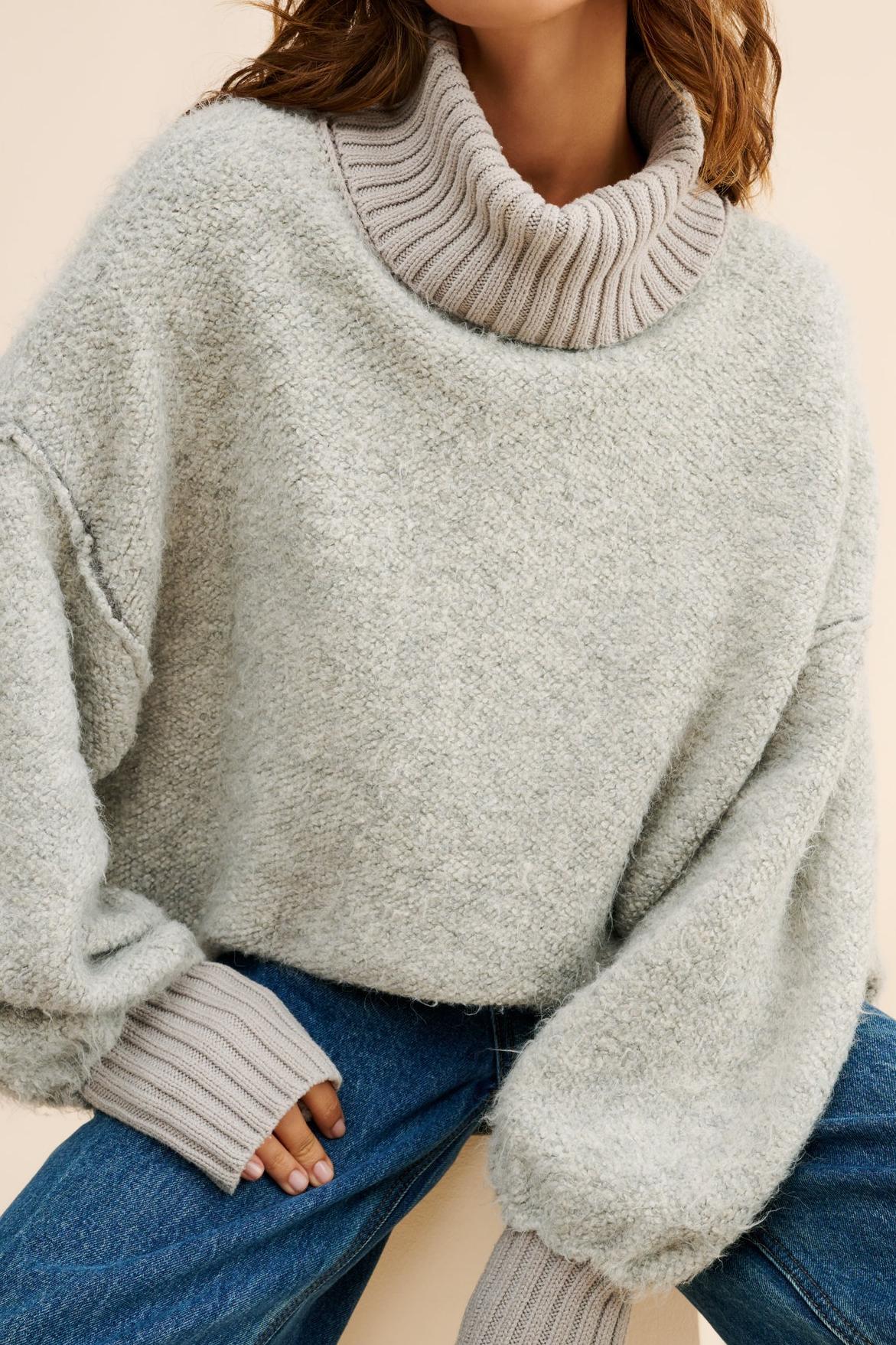 Grey Turtleneck Crewneck Sweaters
