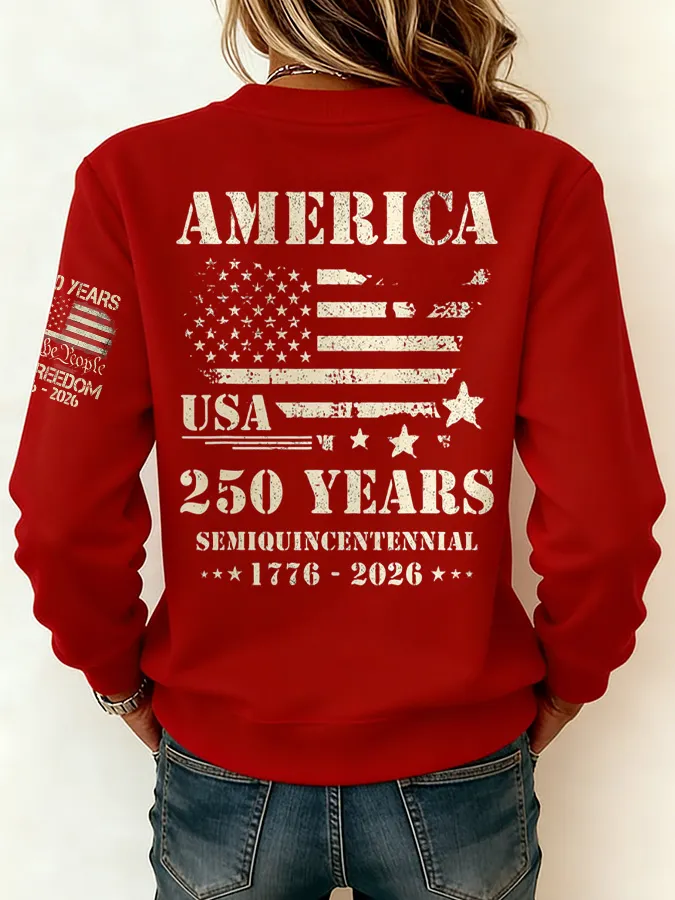Ladies' Leisure 250th Anniversary National Day Celebration Round Neck Hoodie