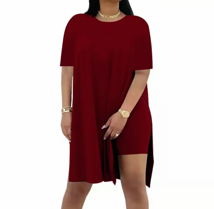Plus Size Women's 2 Piece Outfit – Casual Basic Top and Shorts Set for Spring Summer Beach Vacation