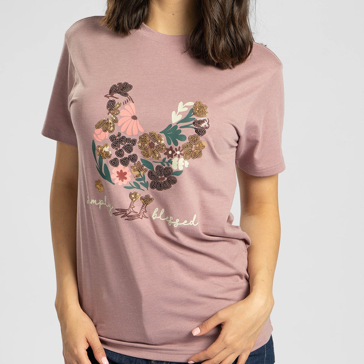 Embellished Simply Blessed Sequin Tee