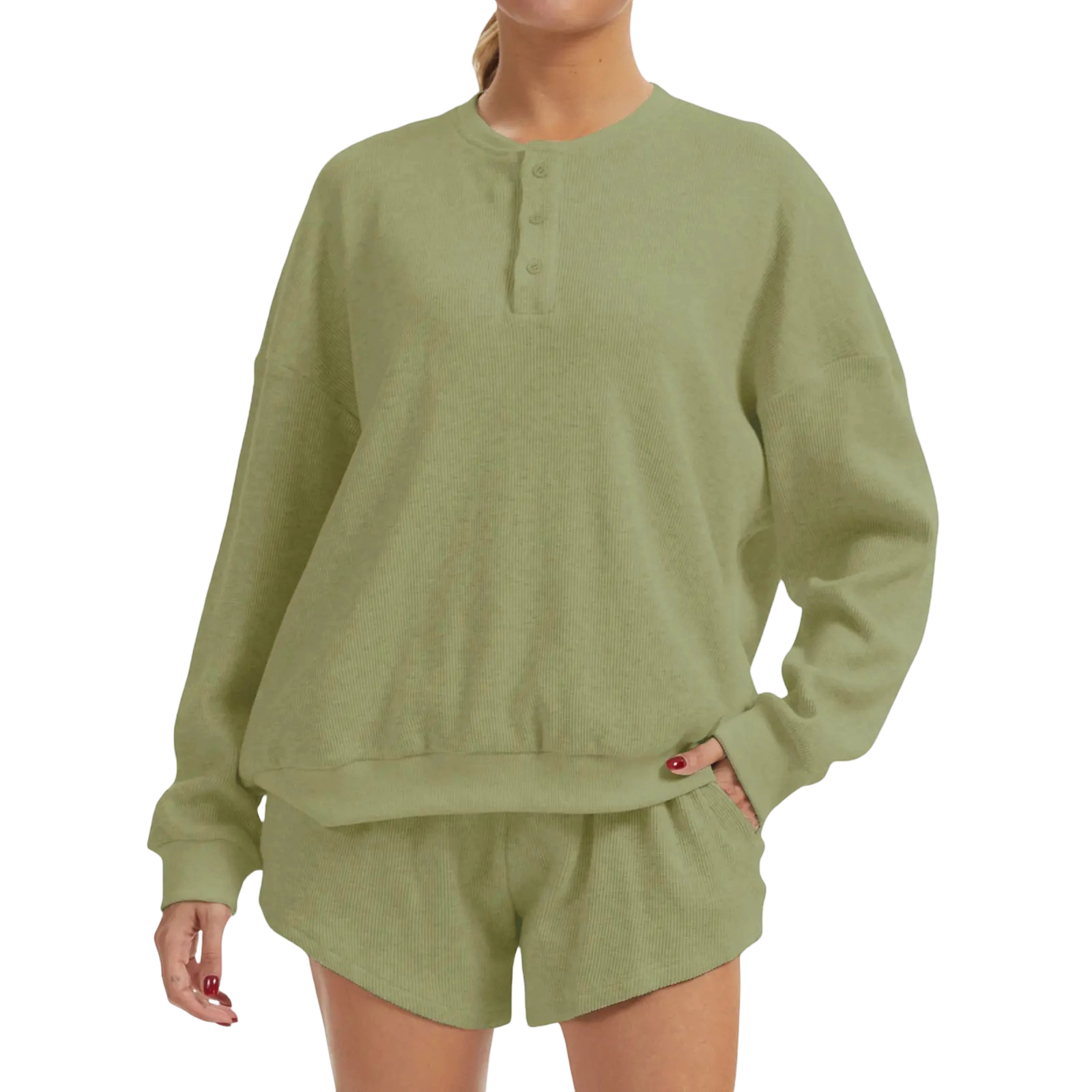 Women's Oversized Waffle Knit Lounge Set