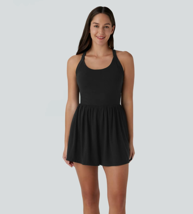 Women‘s 2-in-1 Backless Romper with Pockets