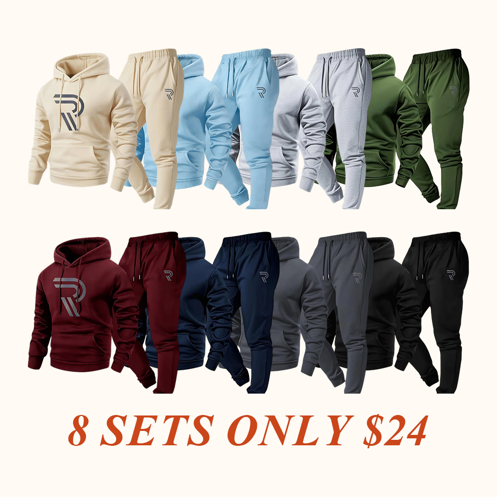 Men's sports two-piece hooded sweatshirt and pants set