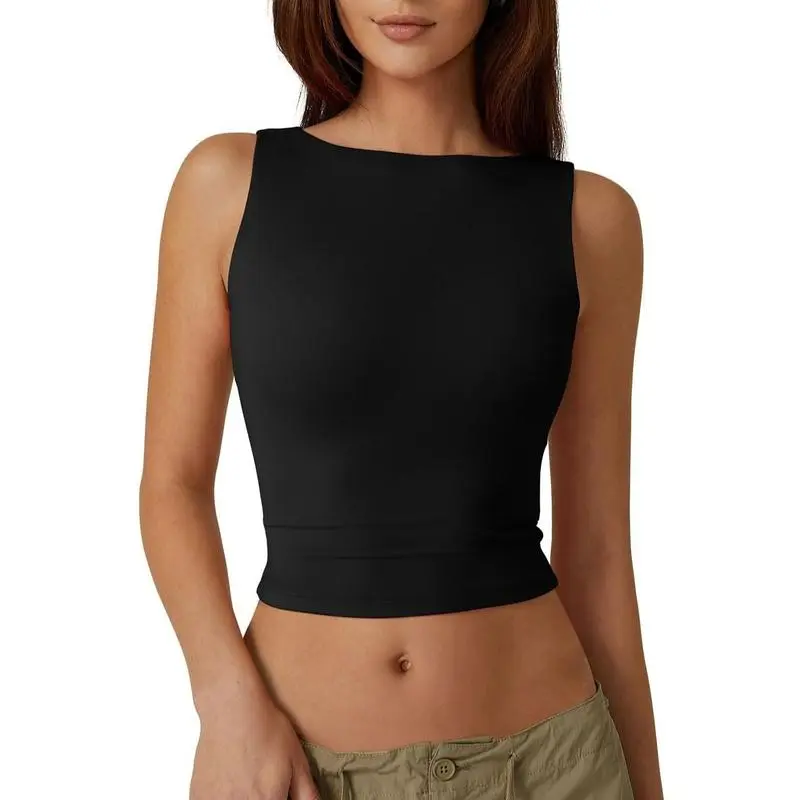 Women's Sexy Open Back Sleeveless Crop Tank