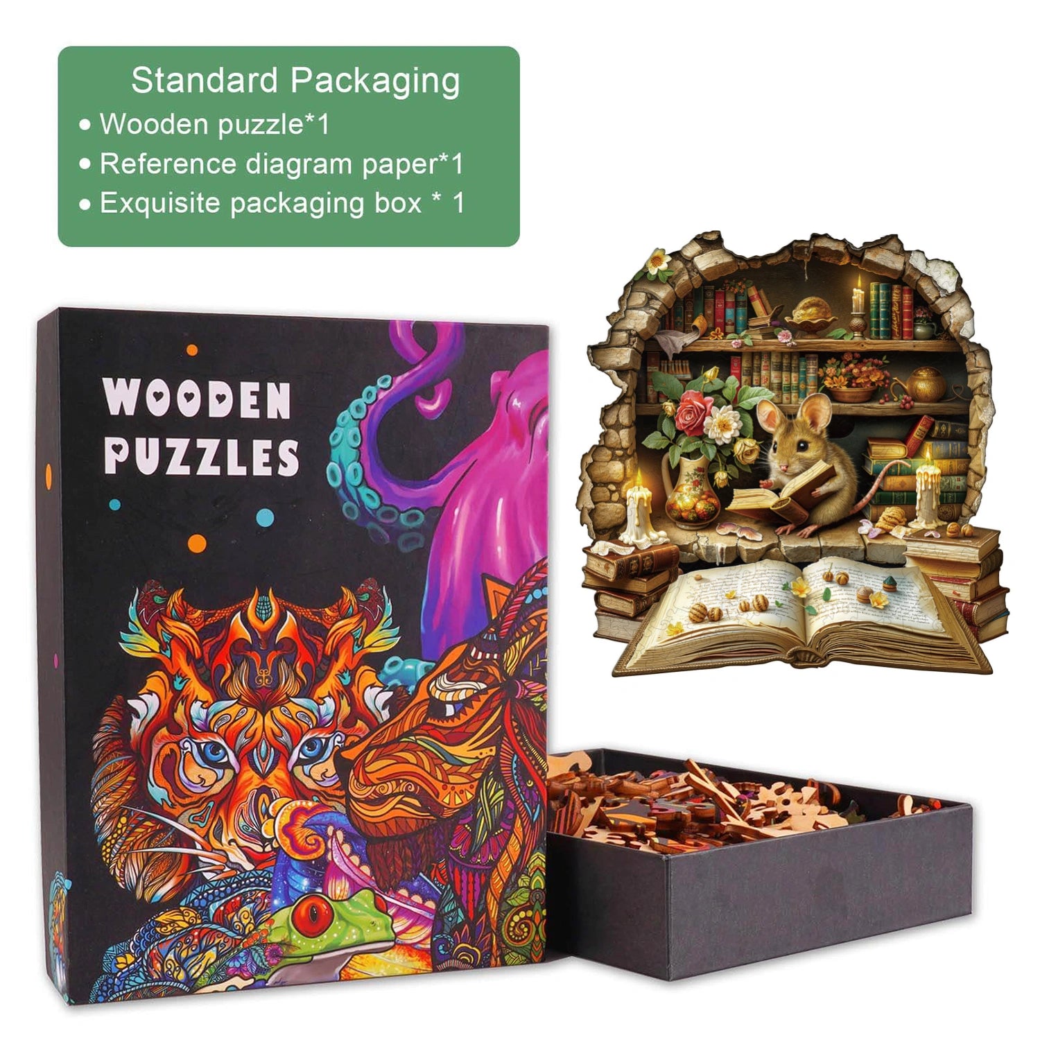 Scholar Mouse Wooden Jigsaw Puzzle
