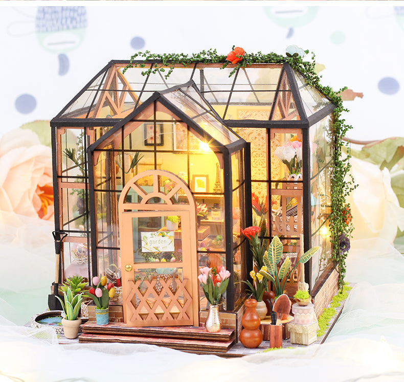 Jenny's Greenhouse - DIY Dollhouse Kit,3D Wooden Puzzle
