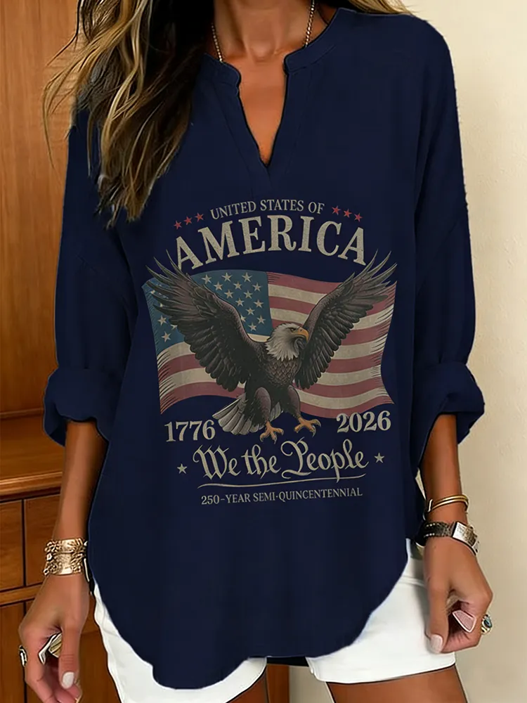 We The People America 250th Anniversary V-Neck Top