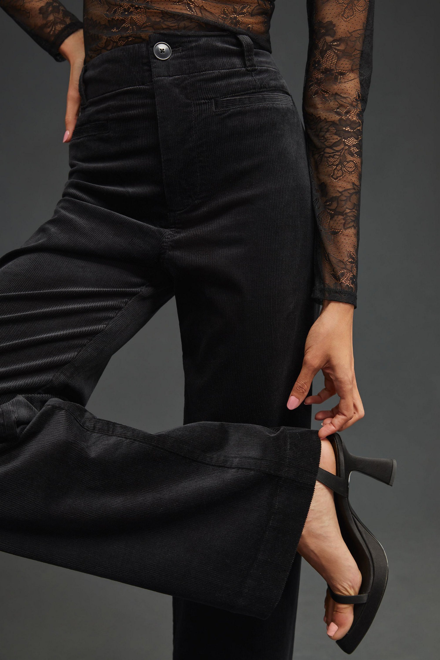 Black Stretch Wide-Leg Pants