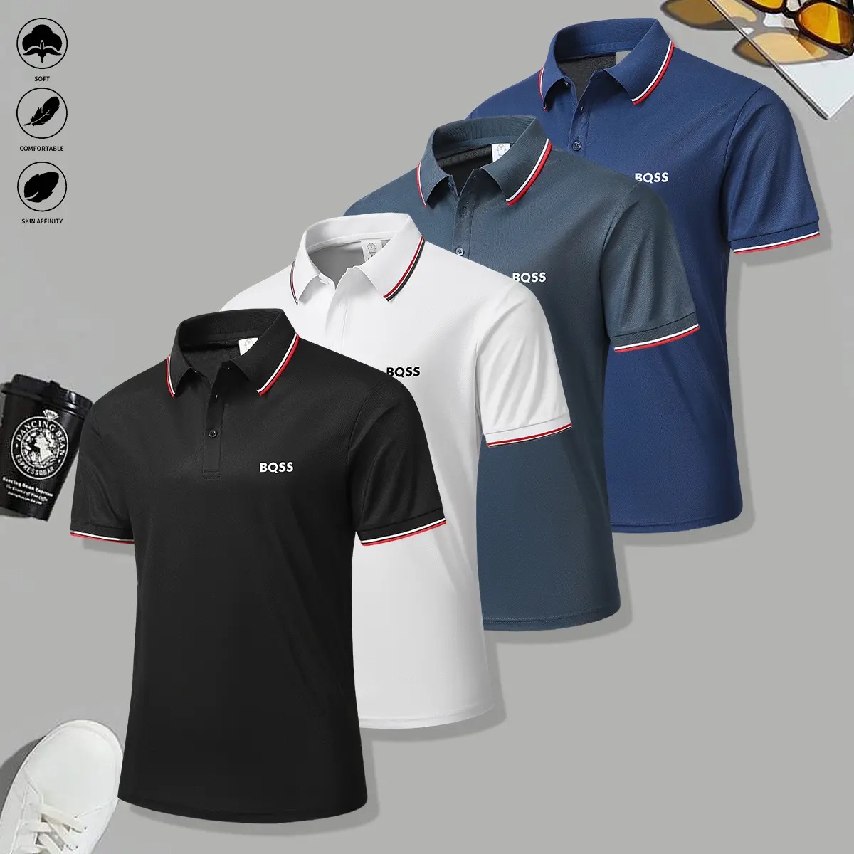 Men’s 4‑Pack Breathable Short‑Sleeve Polo Shirts — Everyday Classic Comfort