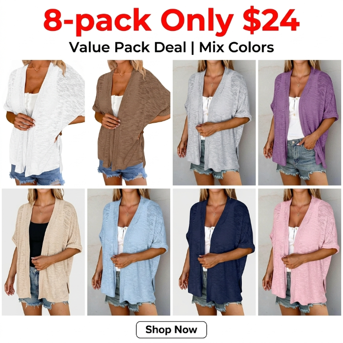 【Stock Up Deals】Women’s Lightweight Summer Open Front Short Sleeve Cardigan Cover Up