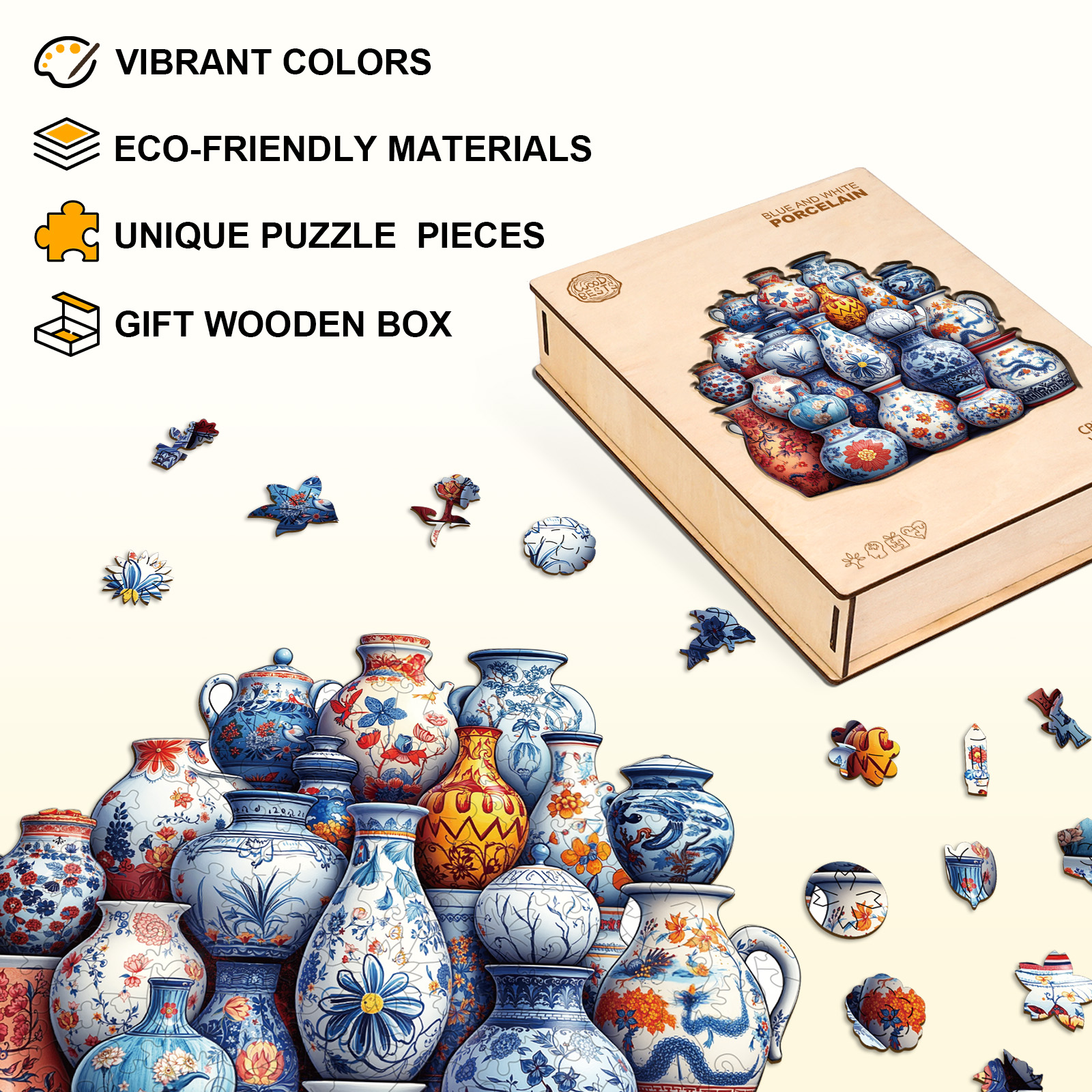 Blue and white porcelain Wooden Jigsaw Puzzle